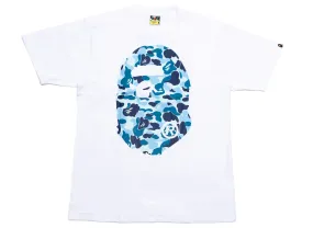 A Bathing Ape ABC Camo Big Ape Head Tee in White/Blue