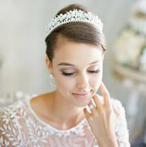 VICTORIA Swarovski Crystal and Pearl Bridal Tiara